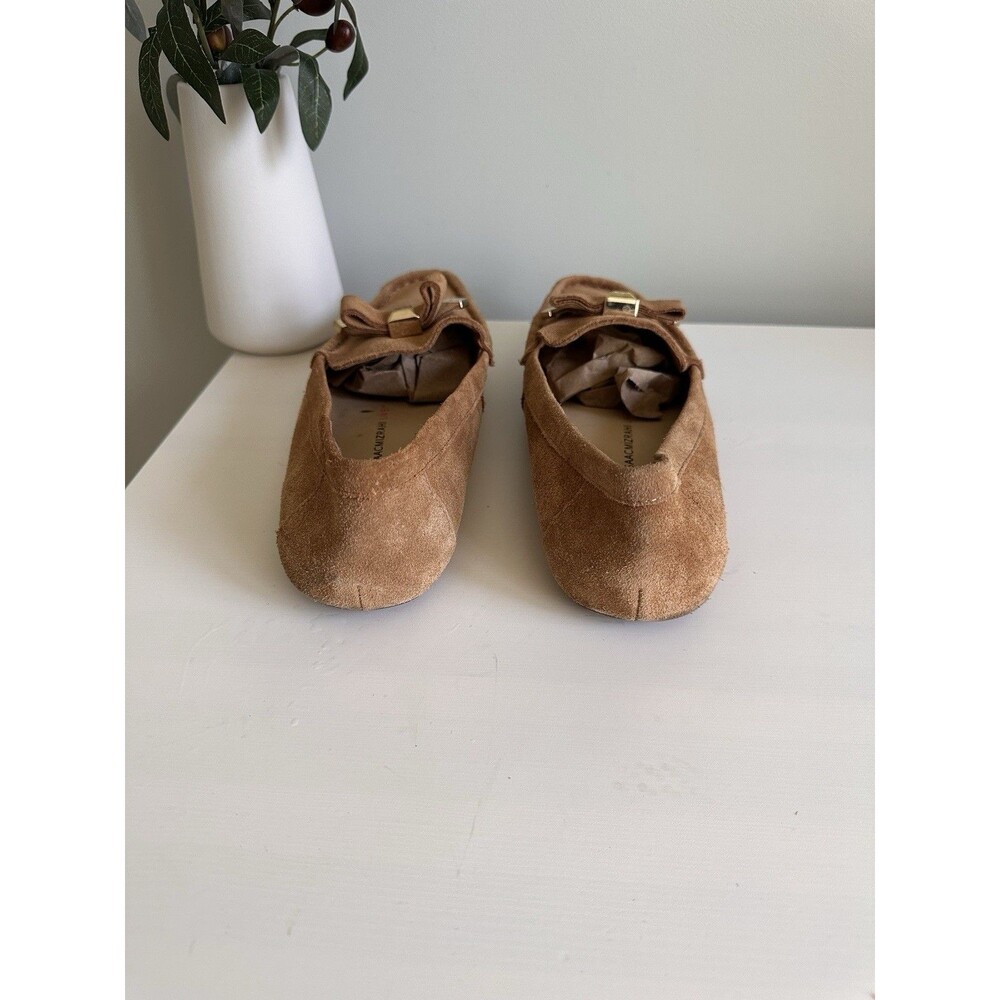 Isaac Mizrahi Live! Tan Suede Bow Loafers Gold Hardware  Moccasins 8.5M - Picture 4 of 7